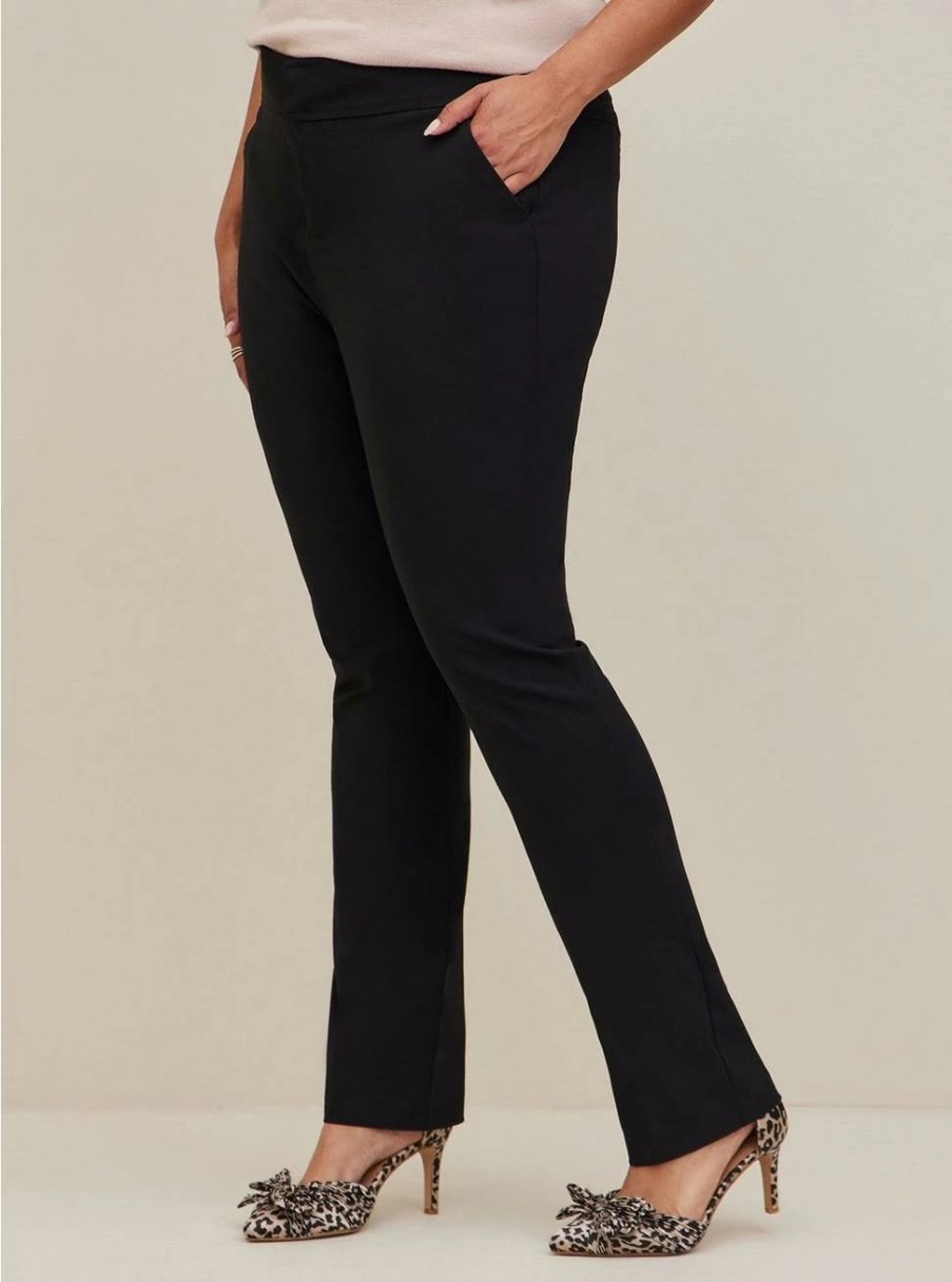 Bottoms * | Torrid Trouser Straight Deluxe Stretch Mid-Rise Pant