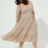 Dresses * | Torrid Midi Gauze Off The Shoulder Tiered Dress