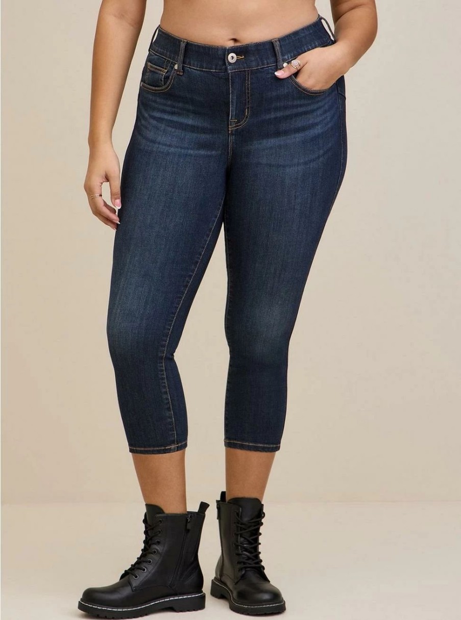 Bottoms * | Torrid Crop Bombshell Skinny Premium Stretch High-Rise Jean