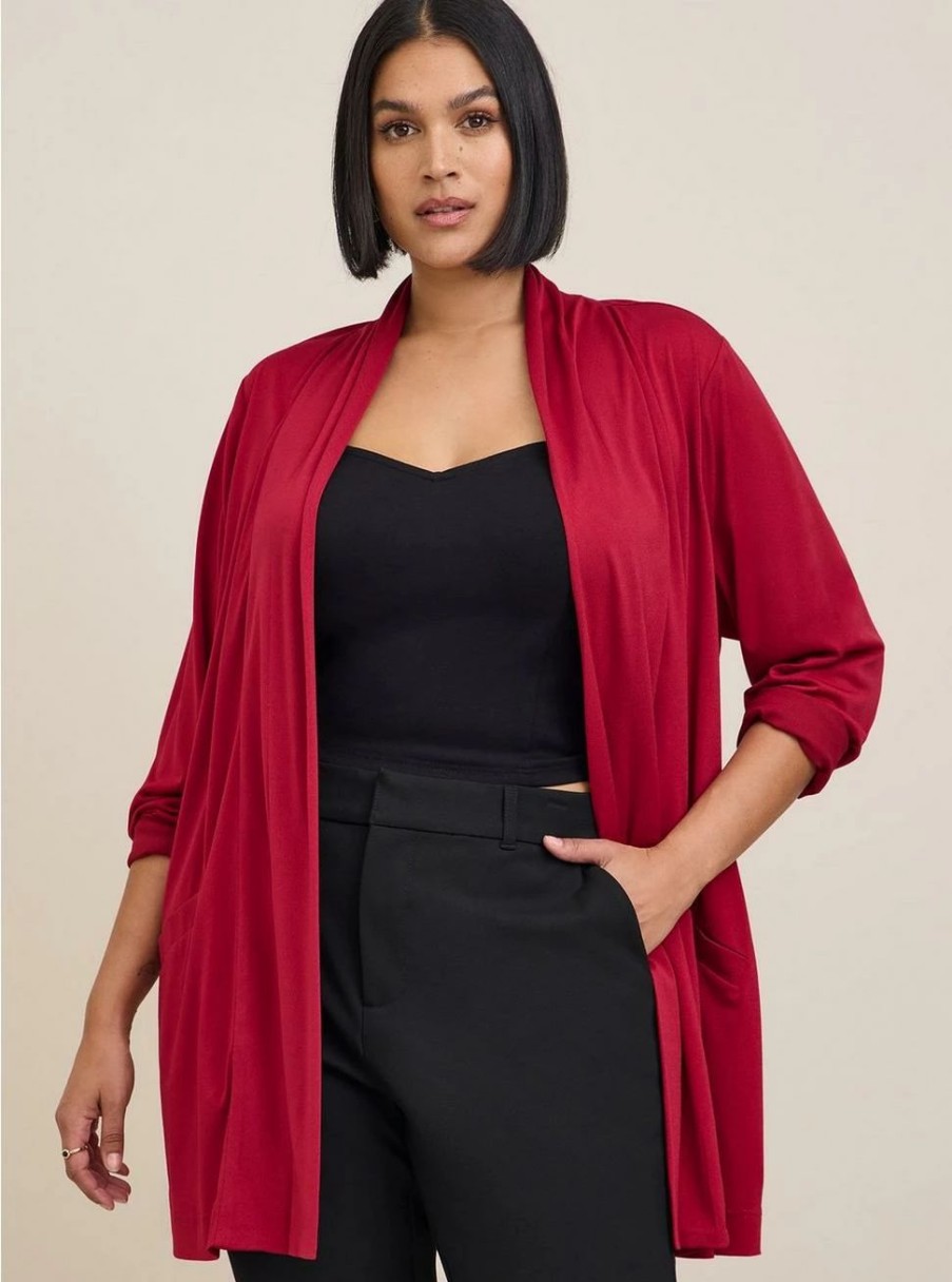 Jackets * | Torrid Crepe Open Front Cardigan