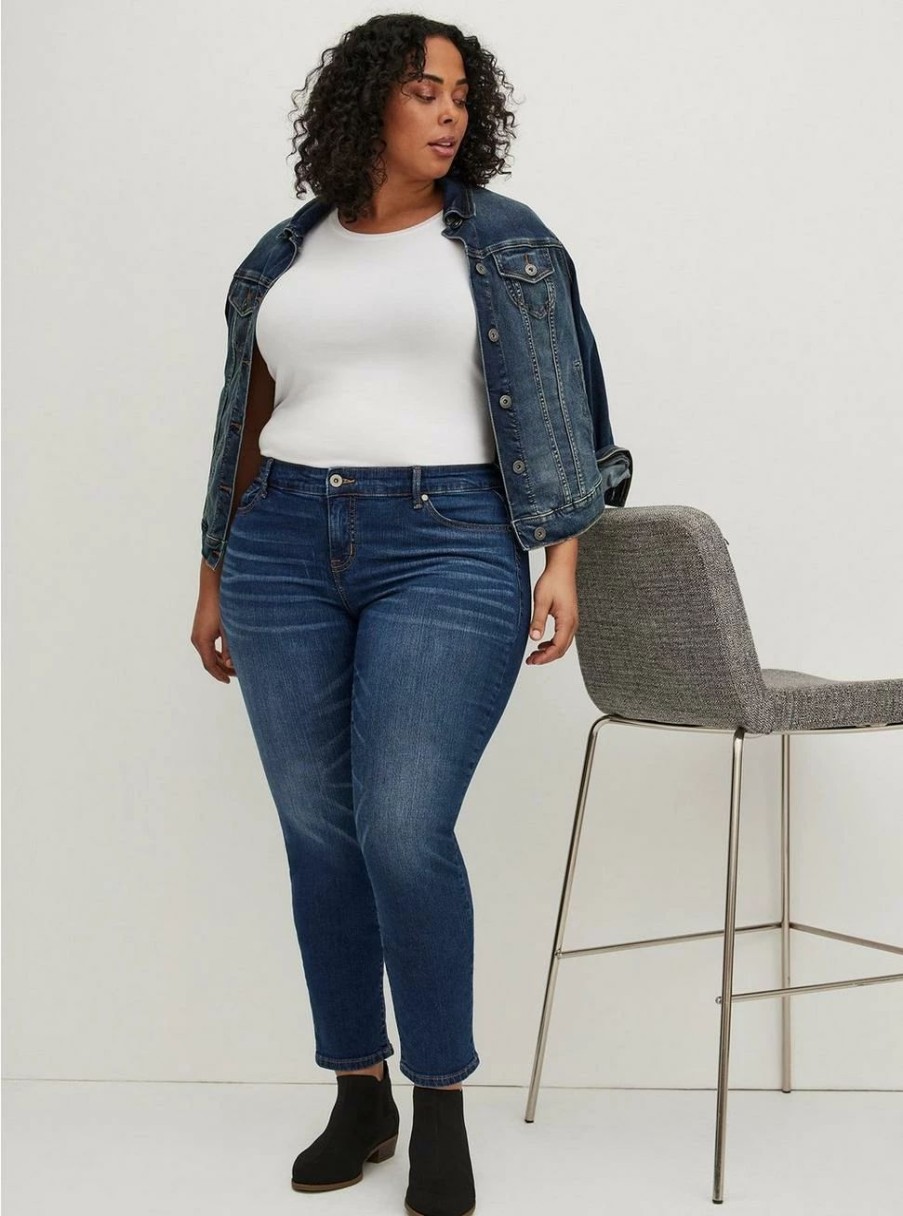 Jeans * | Torrid Boyfriend Straight Vintage Stretch Mid-Rise Jean