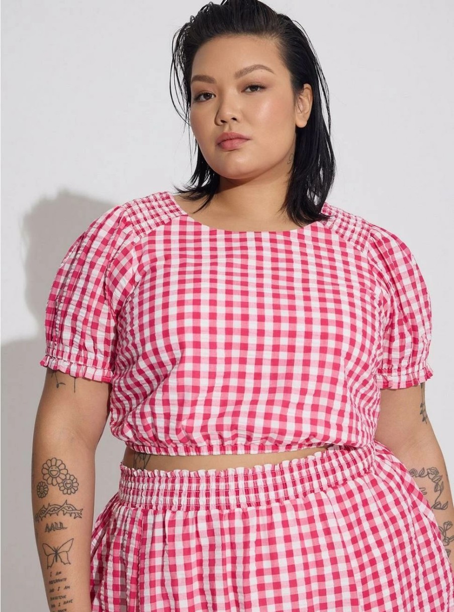 Dresses * | Torrid Midi Seer Sucker Smocked Skirt Set