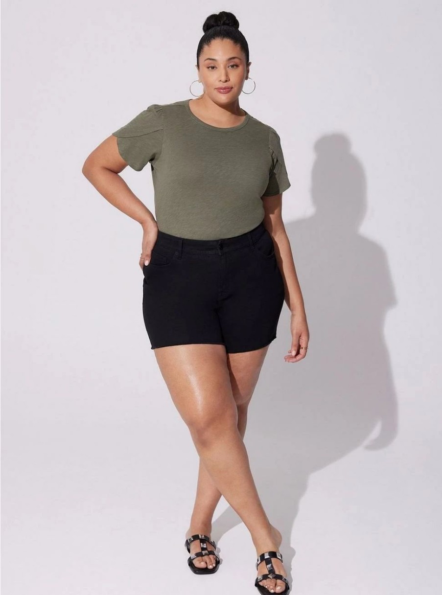 Tops * | Torrid Cotton Slub Jersey Crew Neck Tulip Sleeve Tee