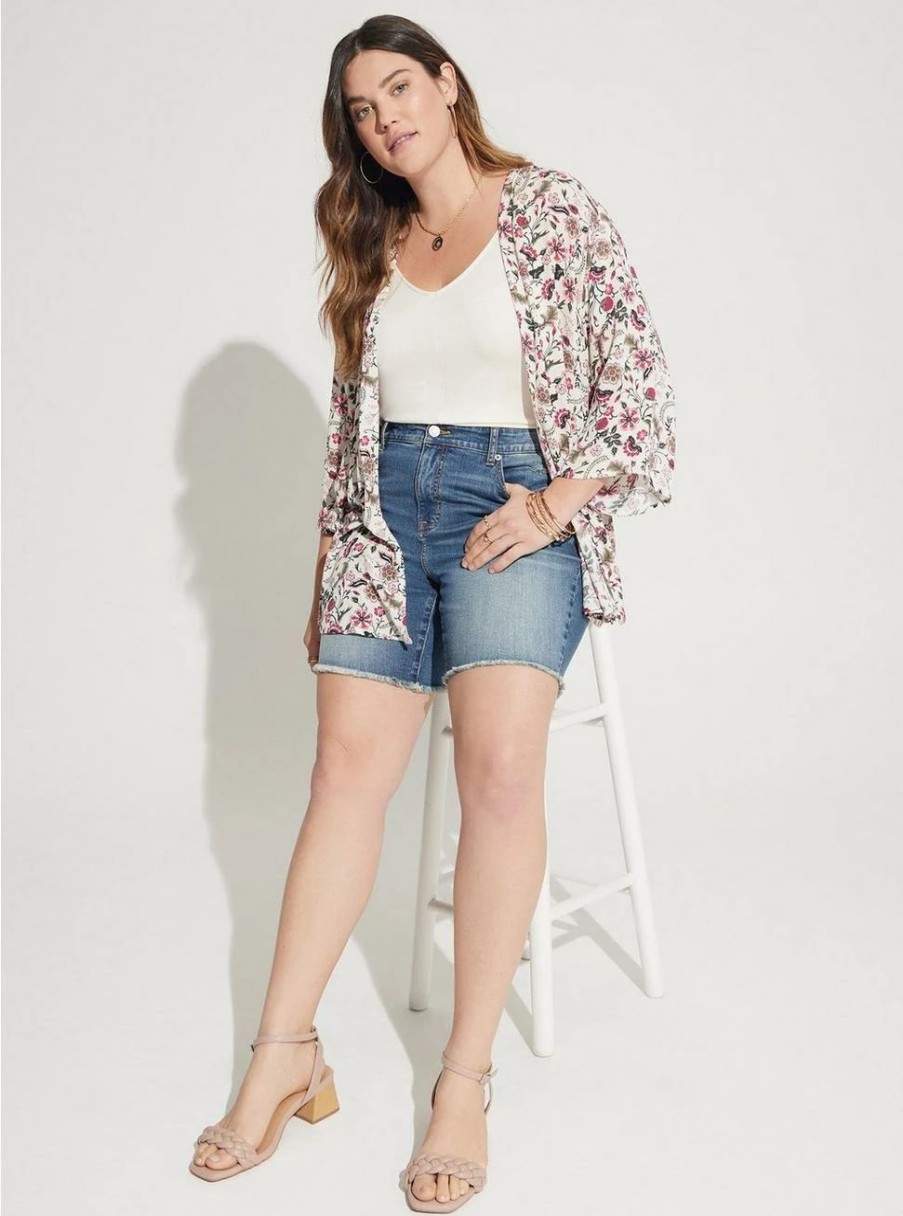 Jackets * | Torrid Gauze Crochet Inset Kimono