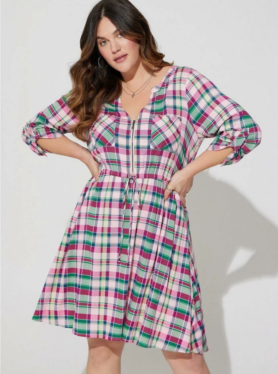 Dresses * | Torrid Mini Challis High-Low Shirt Dress