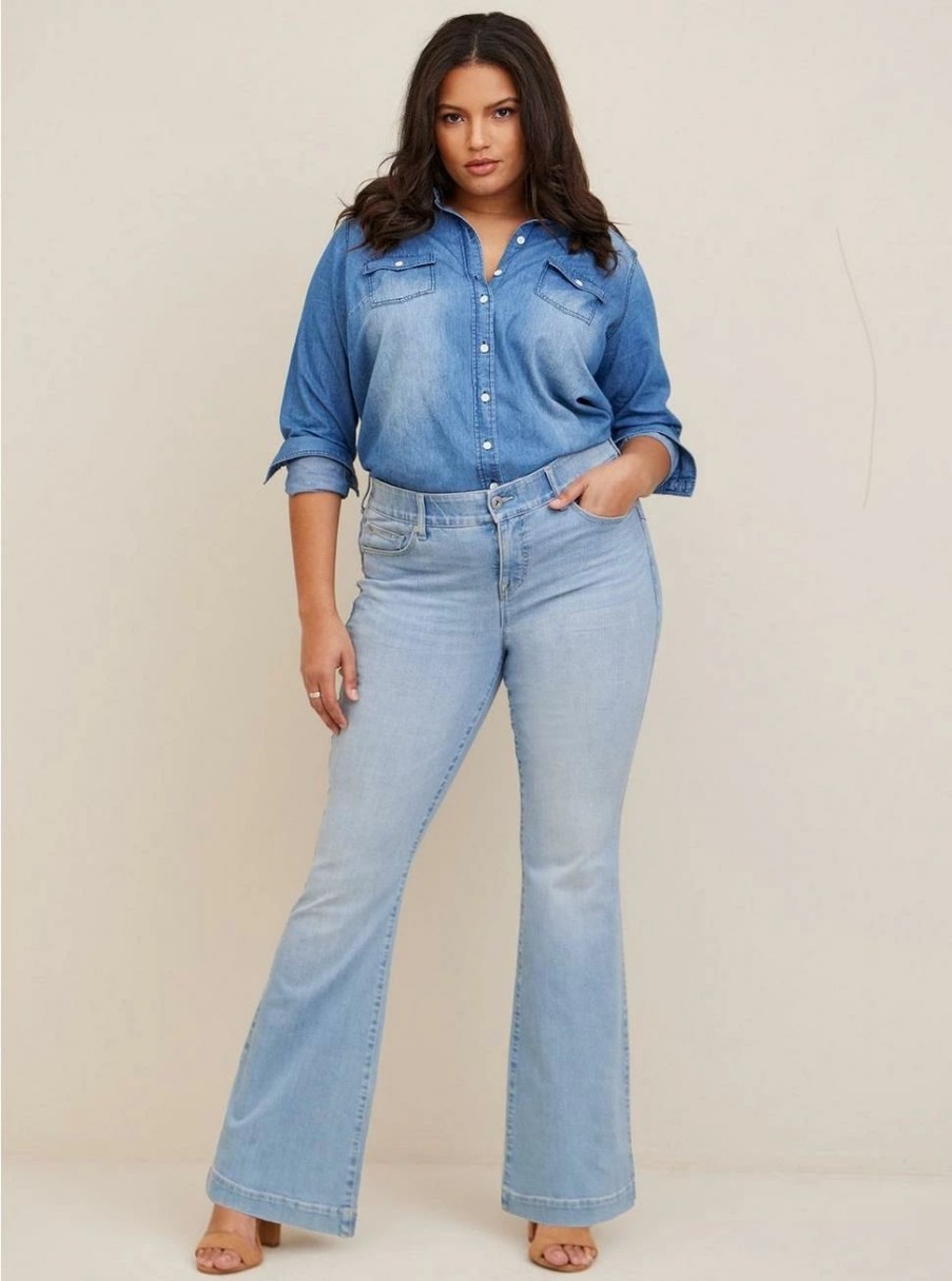 Jeans * | Torrid Bombshell Flare Premium Stretch High-Rise Jean