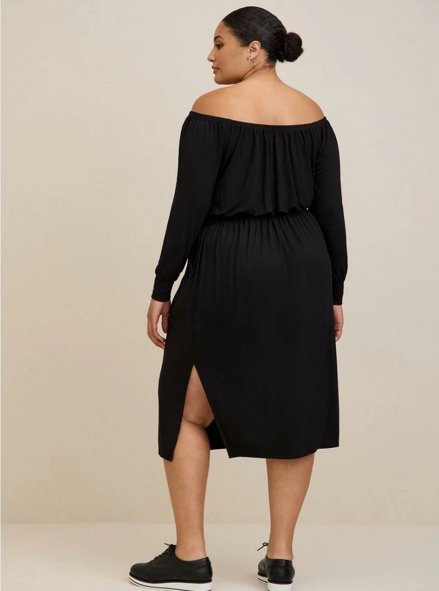 Dresses * | Torrid Midi Supersoft Slit Dress