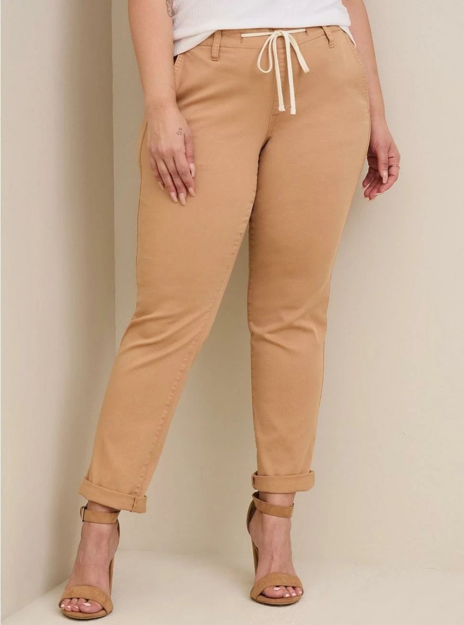 Bottoms * | Torrid Pull-On Boyfriend Straight Stretch Twill Mid-Rise Pant (Tall)