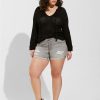 Jeans * | Torrid Mid Rise Shortie Short Super Soft Grey Wash