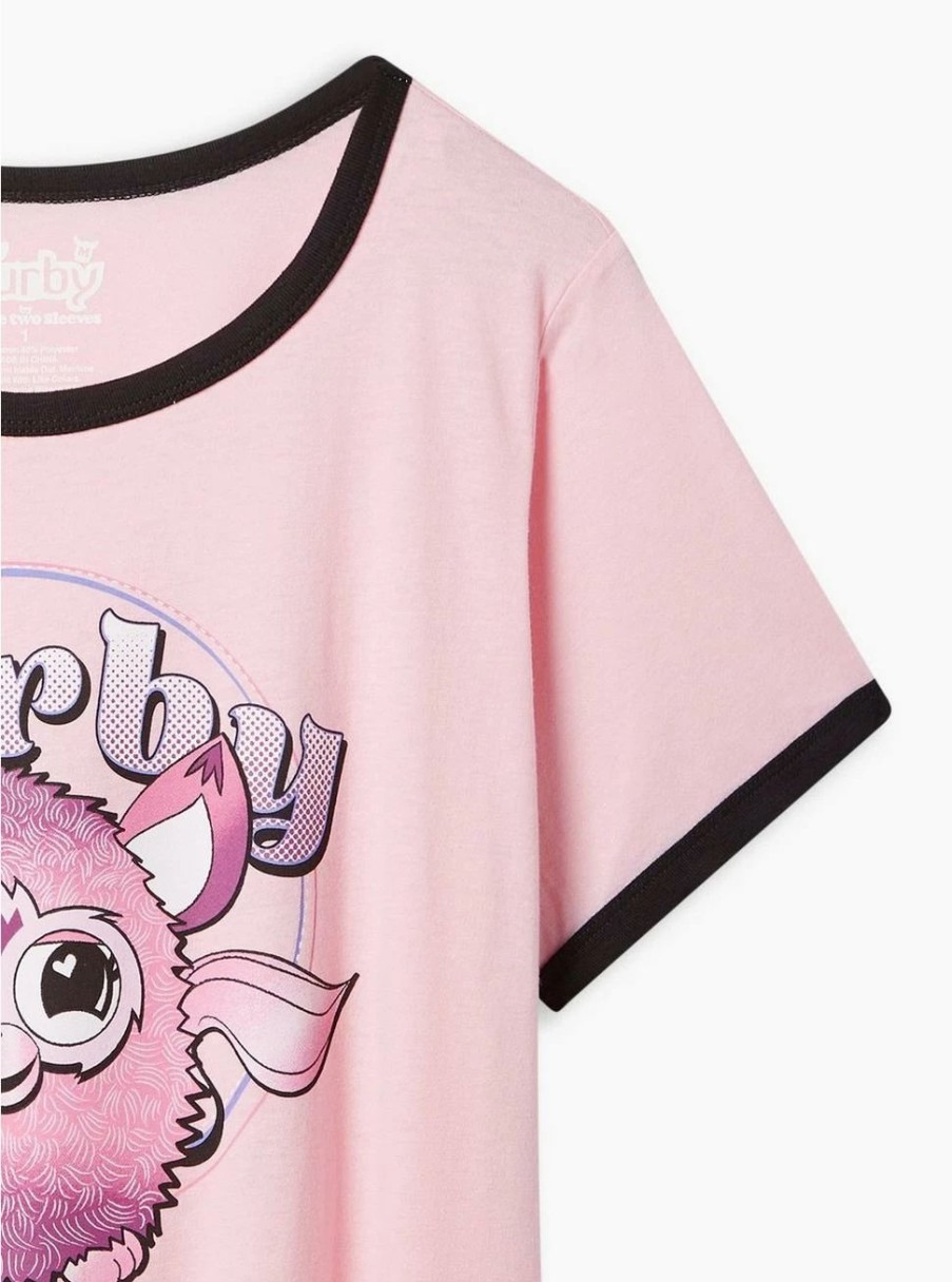 Tops * | Null Furby Classic Fit Cotton Crew Neck Ringer Tee