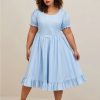 Dresses * | Torrid Disney Cinderella Stretch Poplin Puff Sleeve Midi Dress