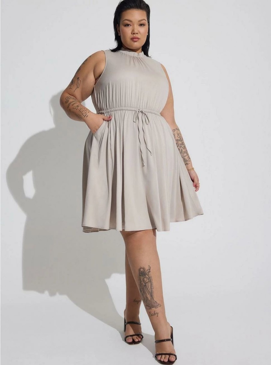 Dresses * | Torrid Mini Stretch Challis Hi-Low Dress