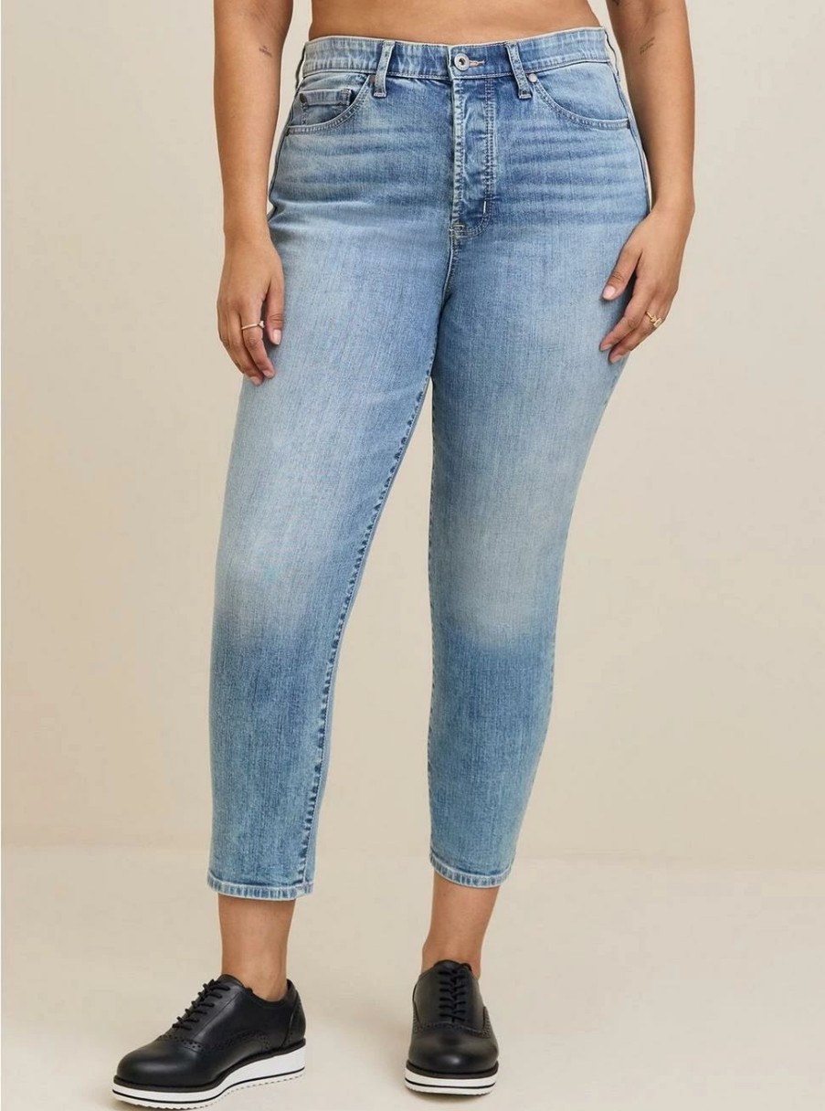 Jeans * | Torrid Mom Straight Vintage Stretch High-Rise Jean (Short)