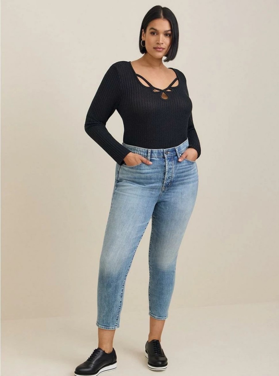 Jeans * | Torrid Mom Straight Vintage Stretch High-Rise Jean (Short)