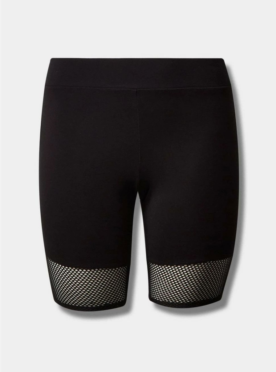 Bottoms * | Torrid Black Mini Fishnet Hem Bike Short