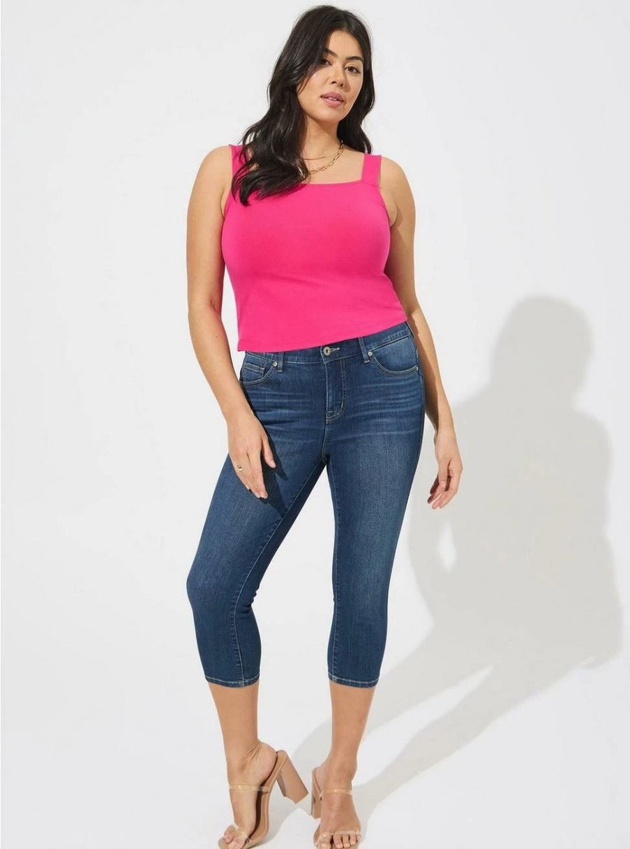 Jeans * | Torrid Crop Bombshell Skinny Premium Stretch High-Rise Jean