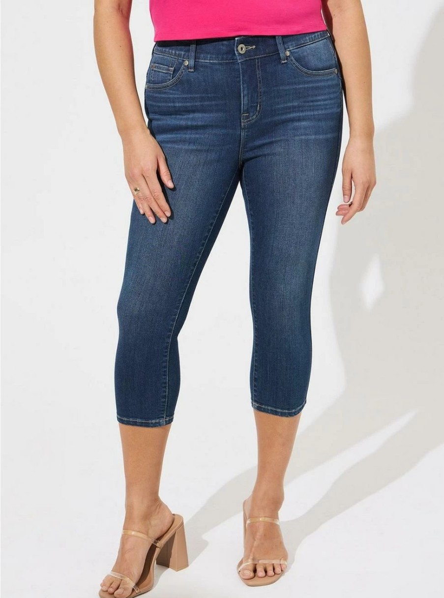 Jeans * | Torrid Crop Bombshell Skinny Premium Stretch High-Rise Jean