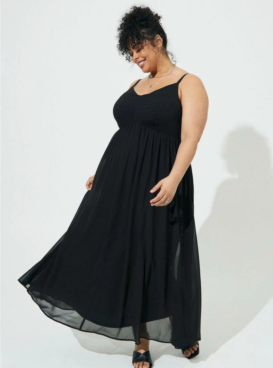 Dresses * | Torrid Maxi Chiffon Pleated Dress