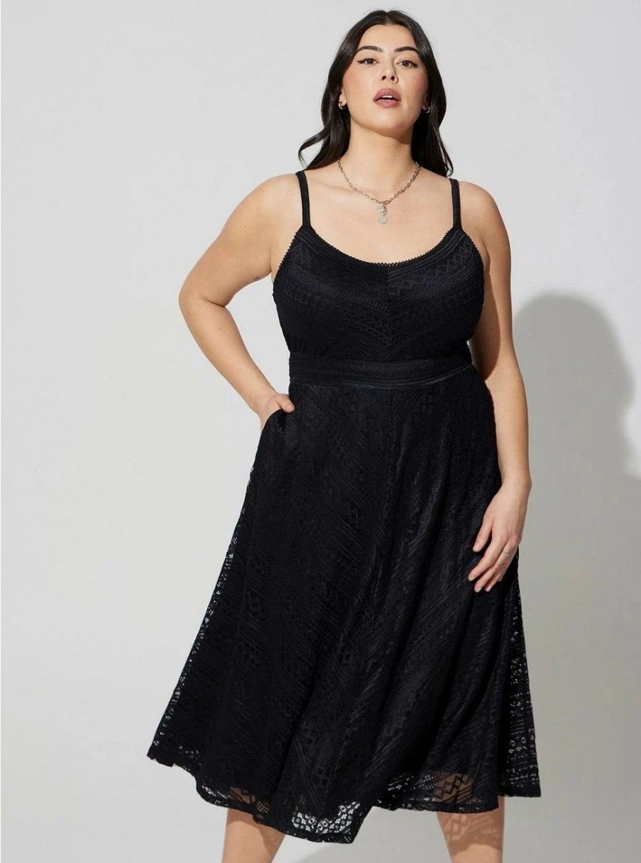 Dresses * | Torrid Midi Lace Skater Dress