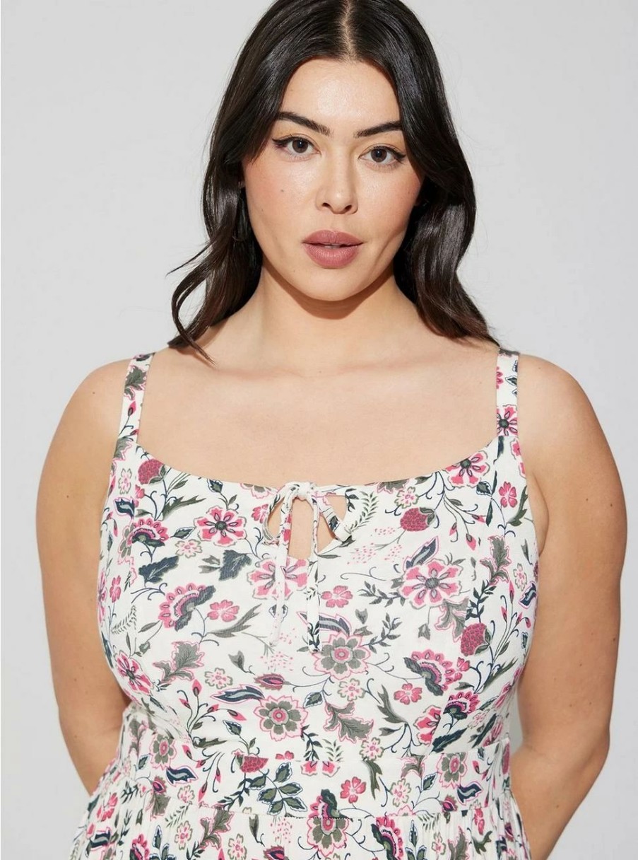 Dresses * | Torrid Midi Supersoft Tiered Tie Front Dress