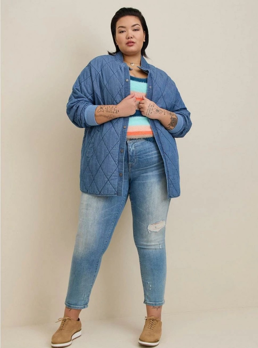 Jackets * | Torrid Chambray Quilted Shacket