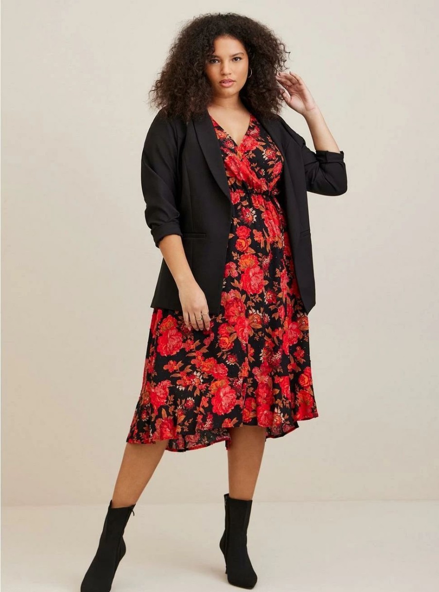 Dresses * | Torrid Midi Swiss Linen Surplice Dress