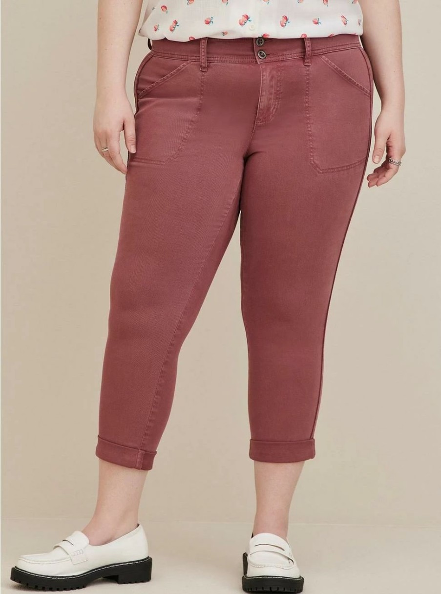 Bottoms * | Torrid Crop Aviator Skinny Stretch Twill Mid-Rise Pant