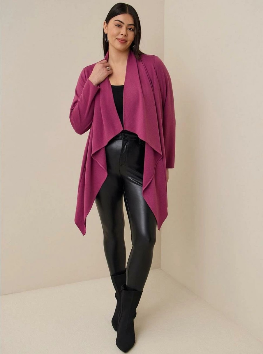 Jackets * | Torrid Brushed Ponte Drape Front Cardigan