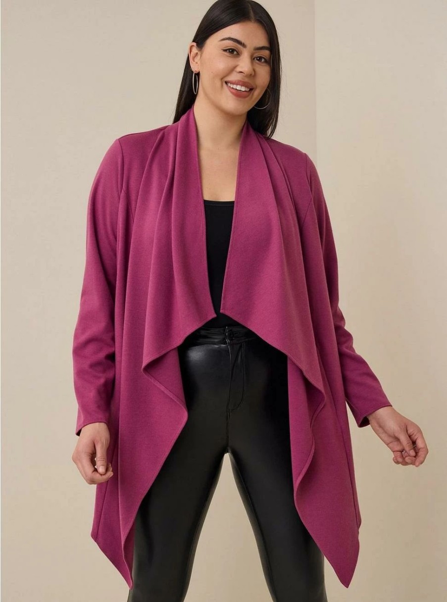 Jackets * | Torrid Brushed Ponte Drape Front Cardigan