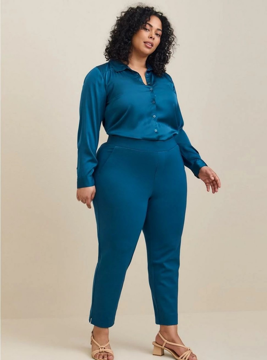 Bottoms * | Torrid Pull-On Relaxed Taper Studio Luxe Ponte High-Rise Pant