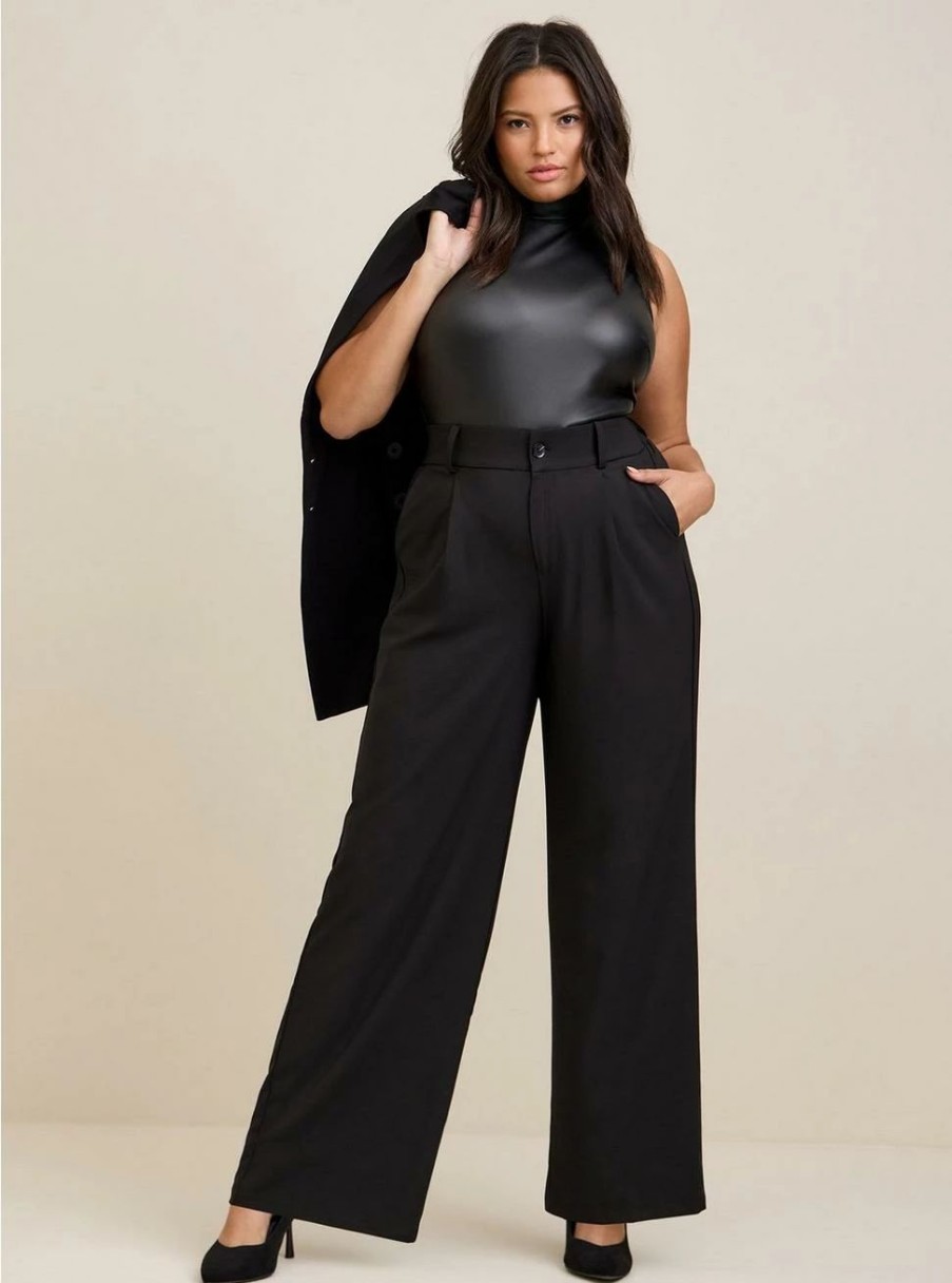 Bottoms * | Torrid Wide Leg Stretch Crepe High-Rise Pant