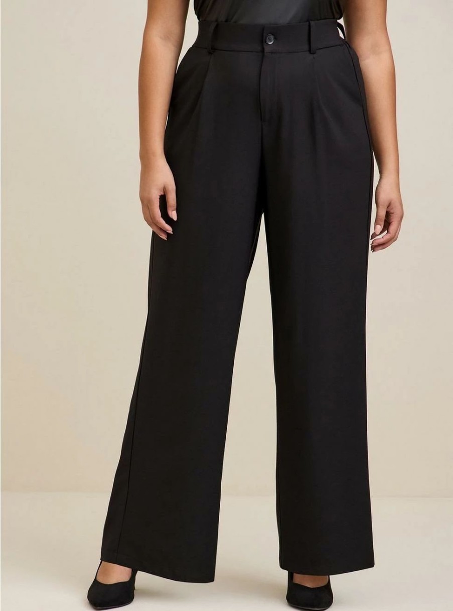 Bottoms * | Torrid Wide Leg Stretch Crepe High-Rise Pant