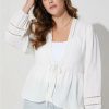 Jackets * | Torrid Textured Woven Trim Inset Kimono