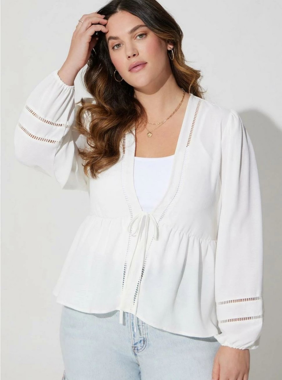 Jackets * | Torrid Textured Woven Trim Inset Kimono