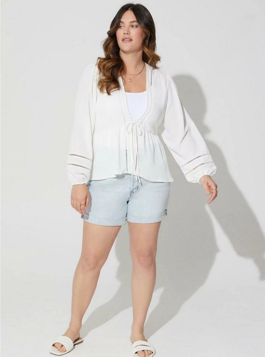 Jackets * | Torrid Textured Woven Trim Inset Kimono