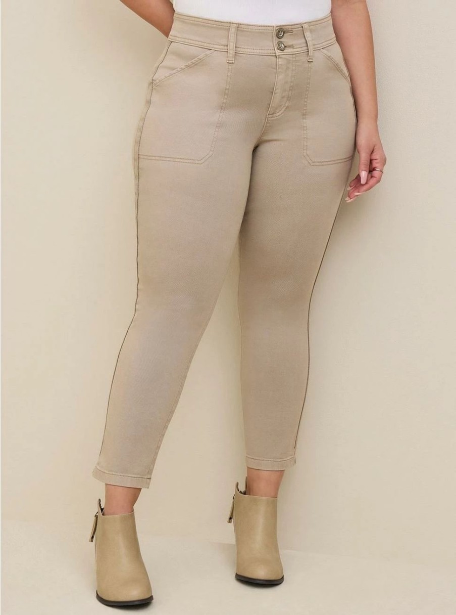 Bottoms * | Torrid Crop Aviator Skinny Stretch Twill Mid-Rise Pant