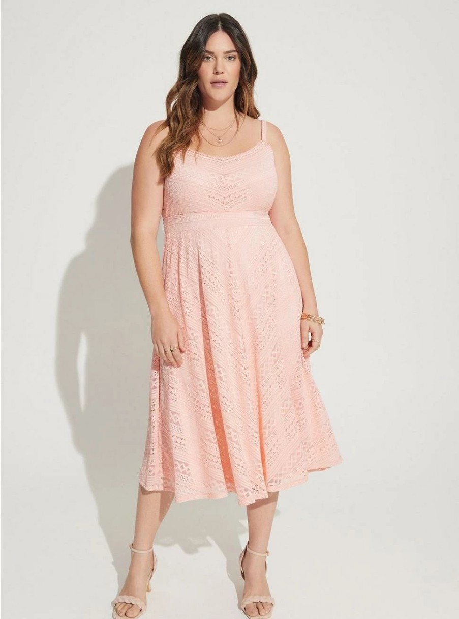 Dresses * | Torrid Midi Lace Skater Dress