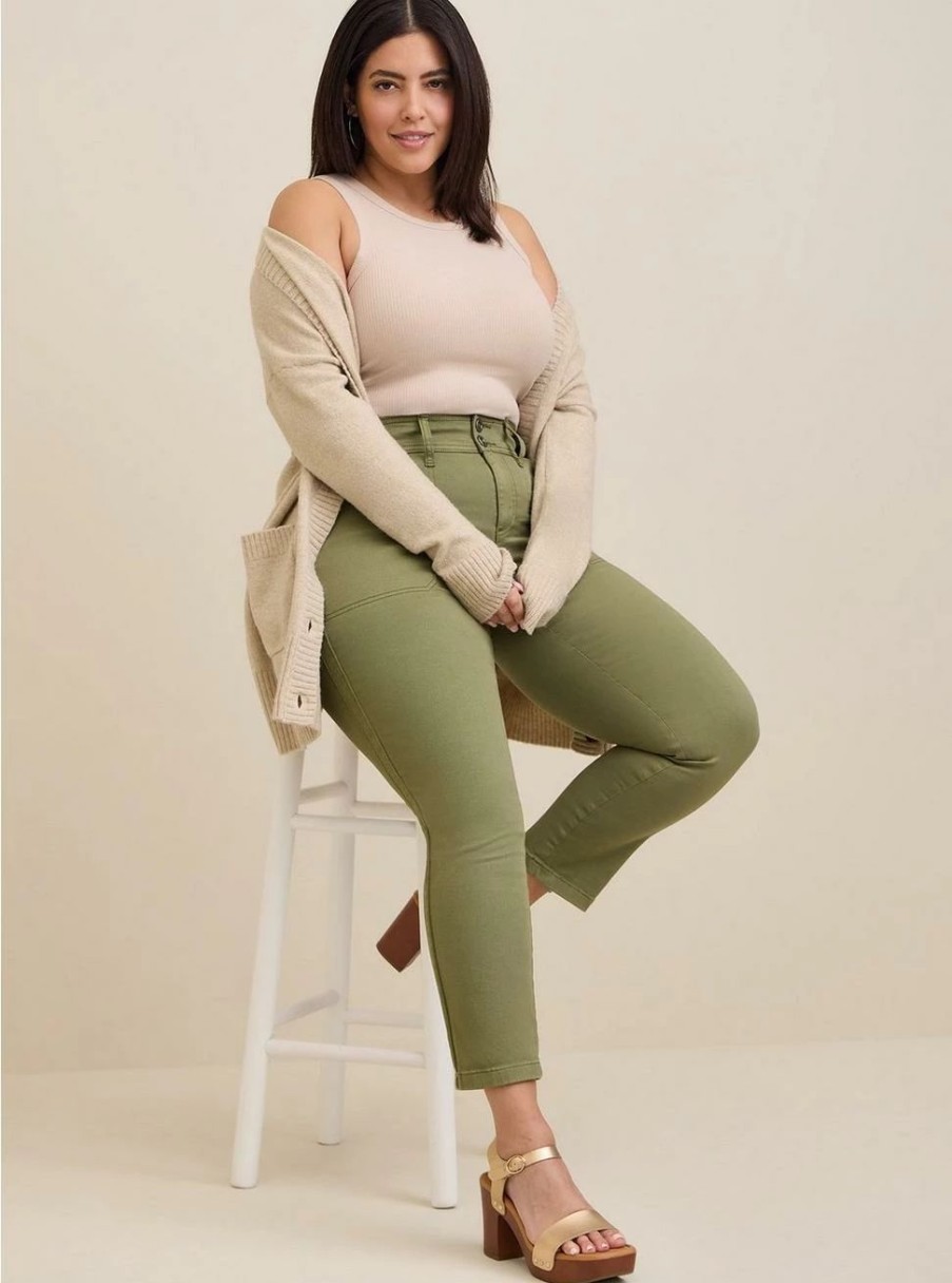 Bottoms * | Torrid Crop Aviator Skinny Stretch Twill Mid-Rise Pant