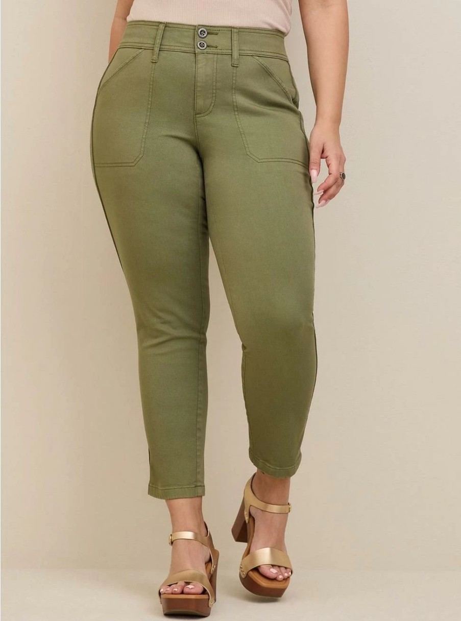 Bottoms * | Torrid Crop Aviator Skinny Stretch Twill Mid-Rise Pant