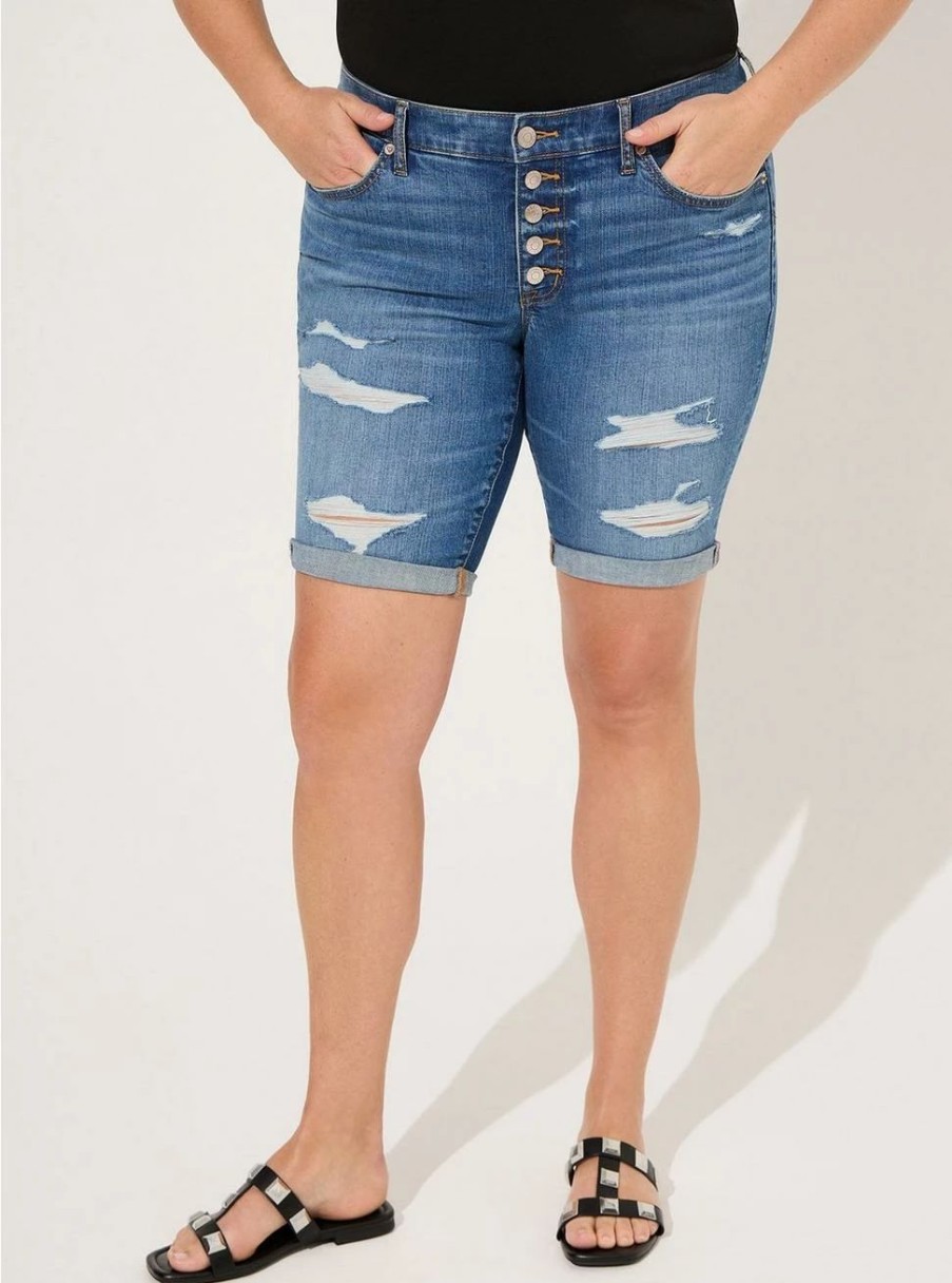 Jeans * | Torrid Bermuda Boyfriend Vintage Stretch Mid-Rise Short