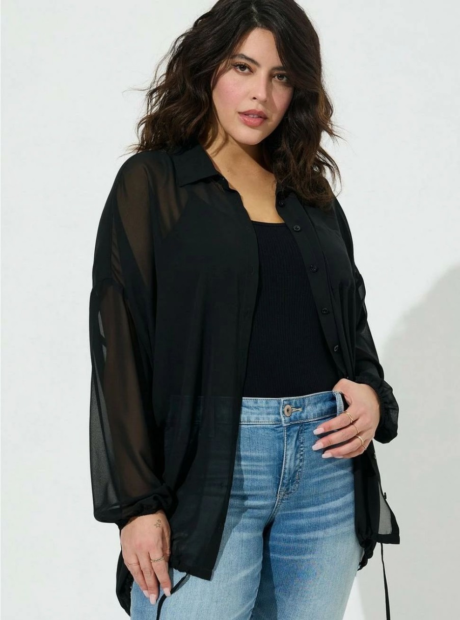 Jackets * | Torrid Chiffon Shirt Kimono