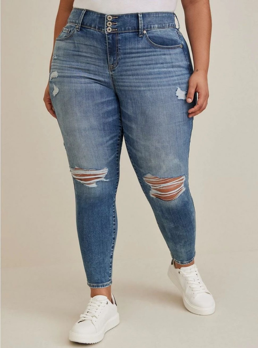 Jeans * | Torrid Jegging Skinny Super Soft High-Rise Destructed Jean