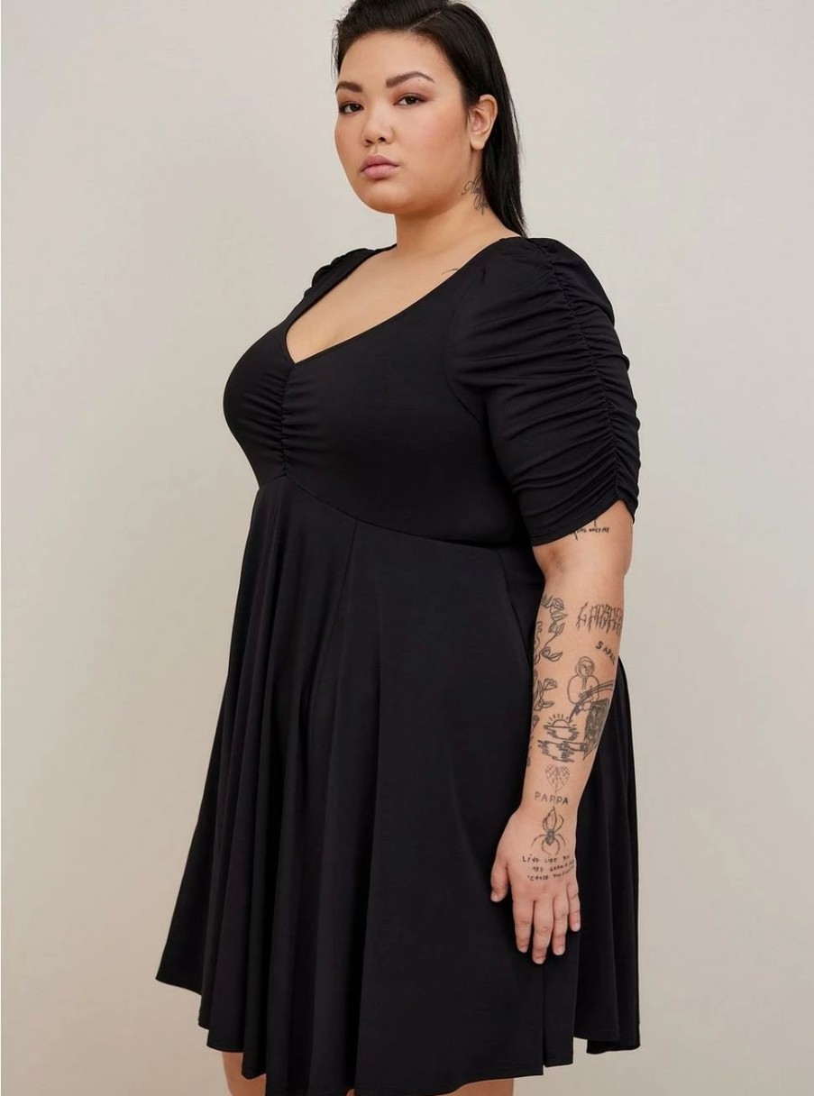 Dresses * | Torrid Mini Studio Knit Cinch Front Skater Dress