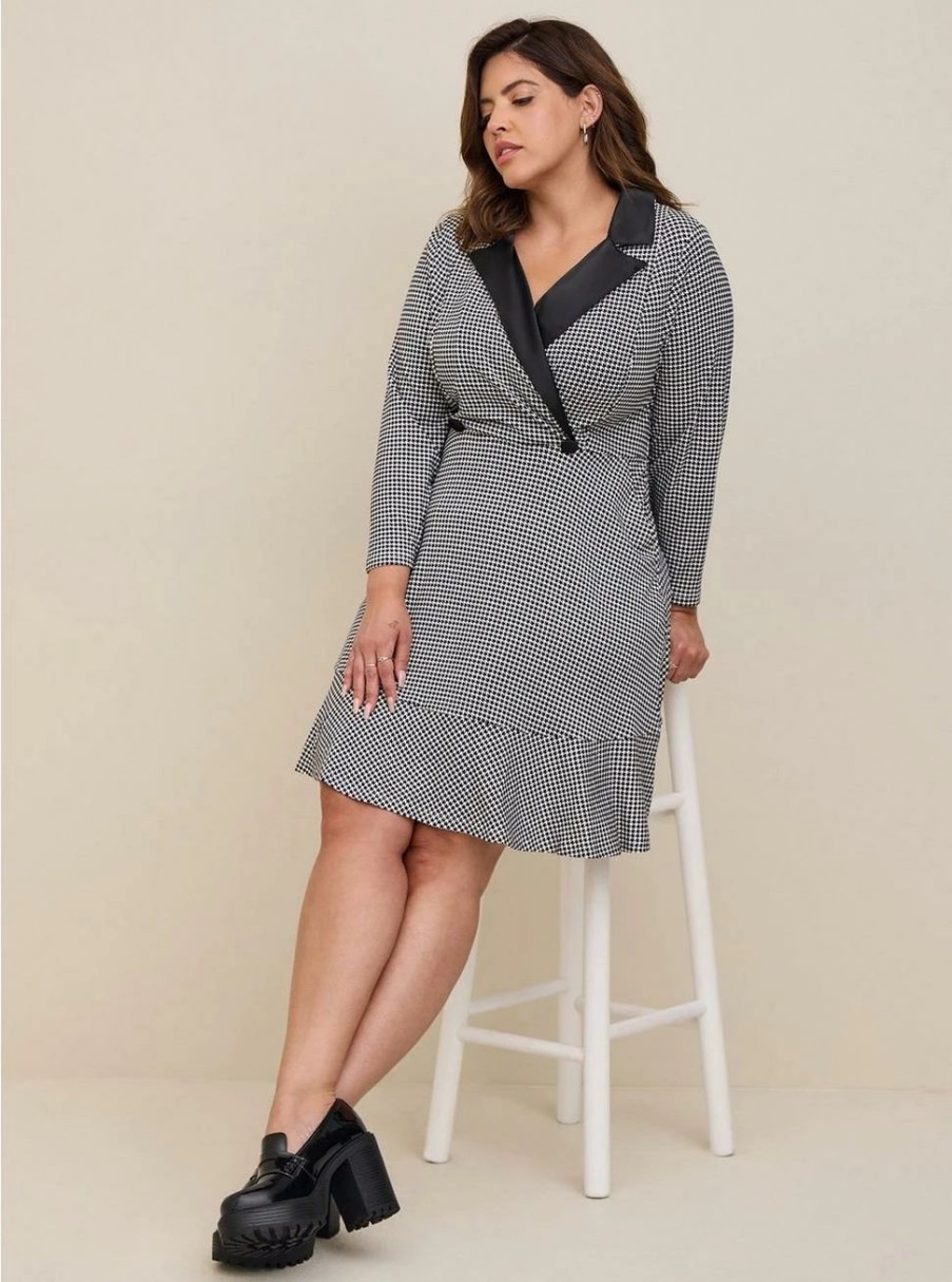 Dresses * | Torrid Mini Stretch Satin Tuxedo Dress