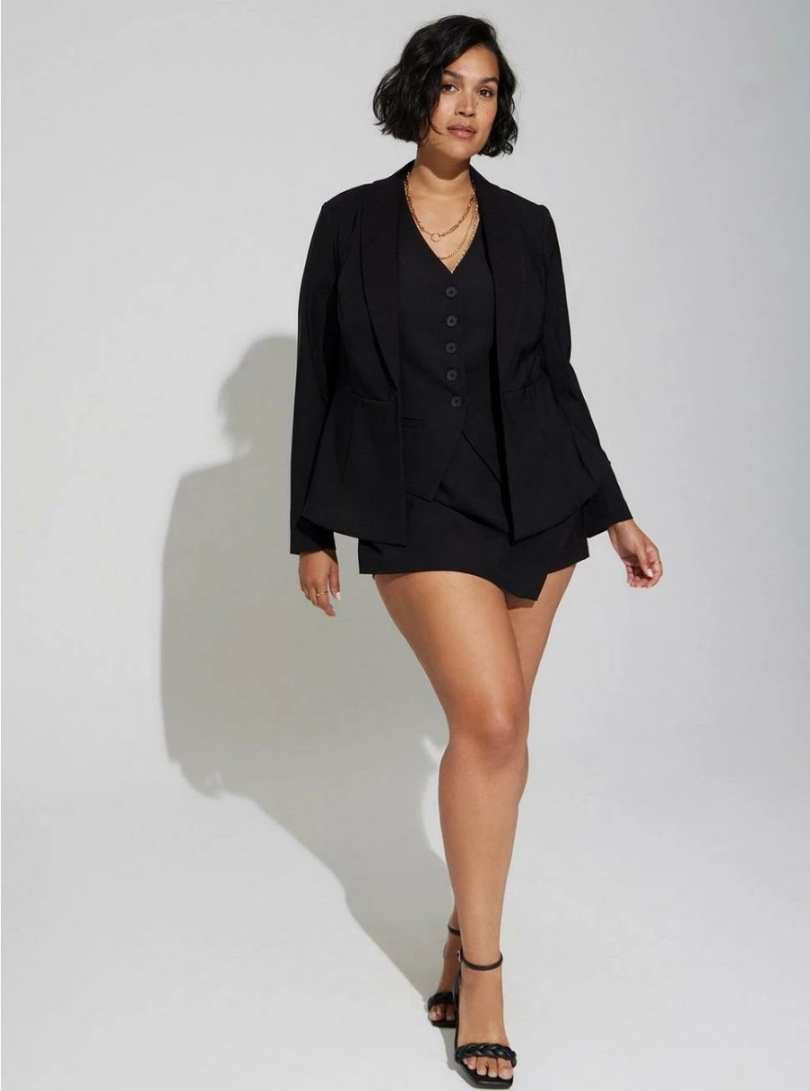 Jackets * | Torrid Studio Refined Crepe Peplum Blazer