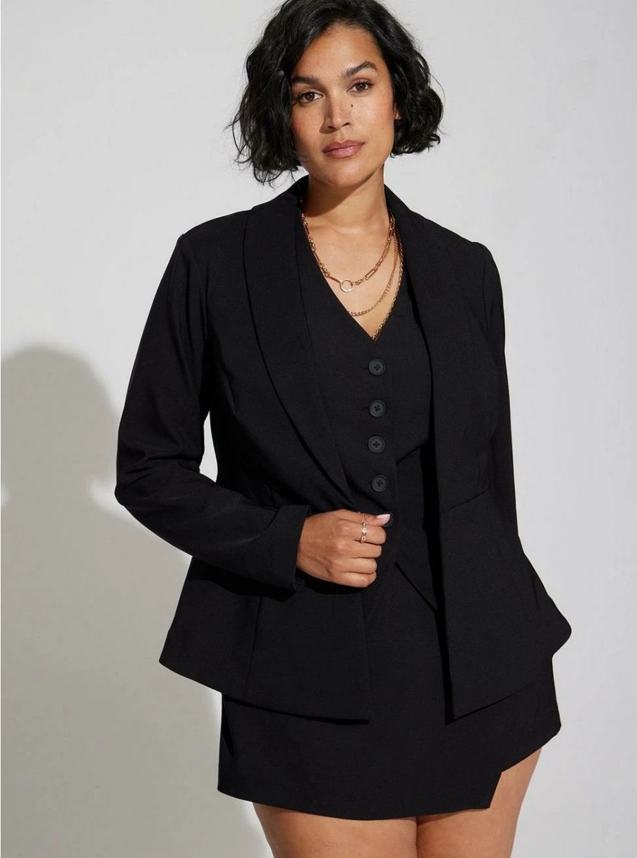 Jackets * | Torrid Studio Refined Crepe Peplum Blazer