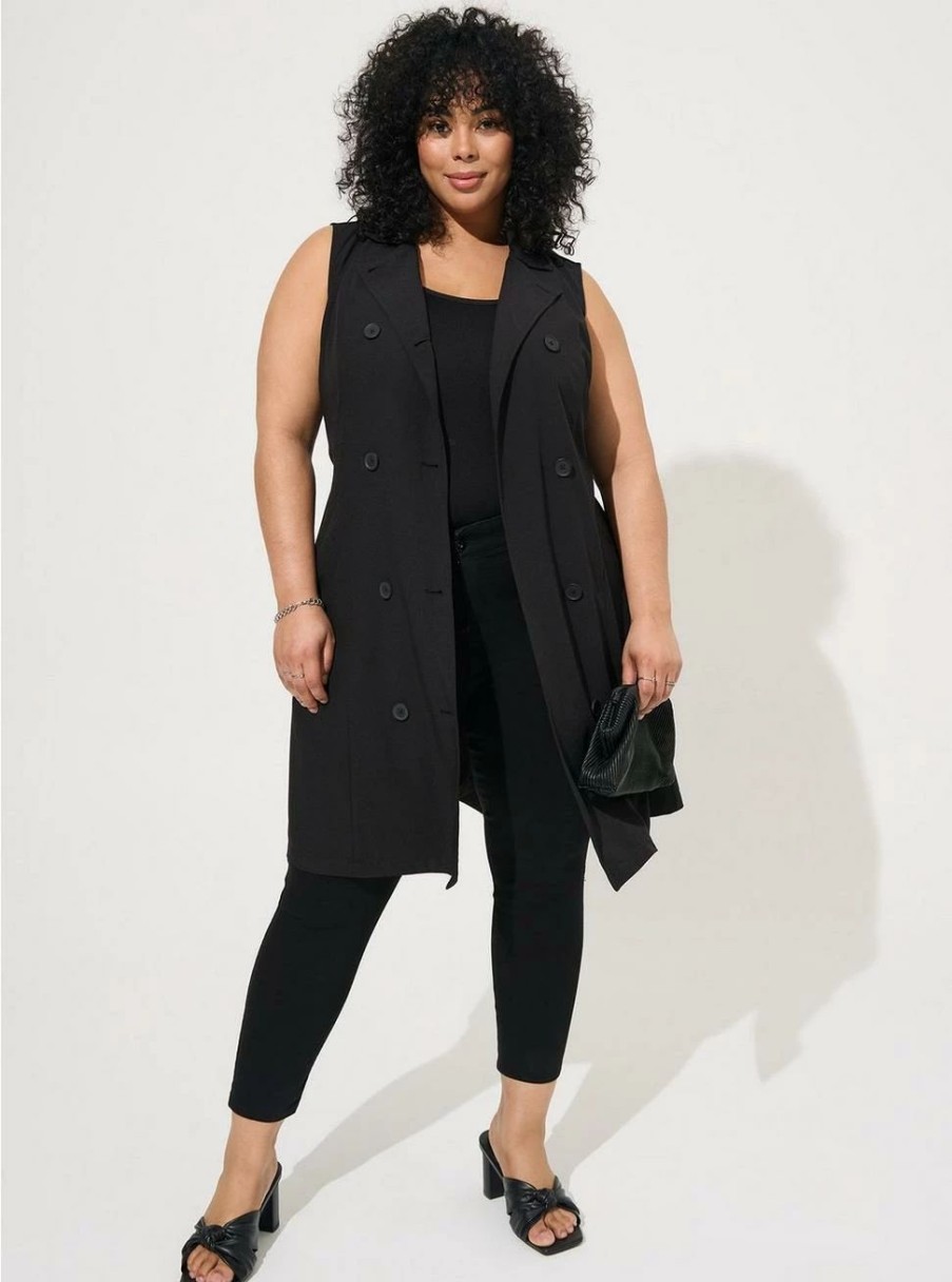 Jackets * | Torrid Studio Crepe Jersey Lightweight Trench Vest