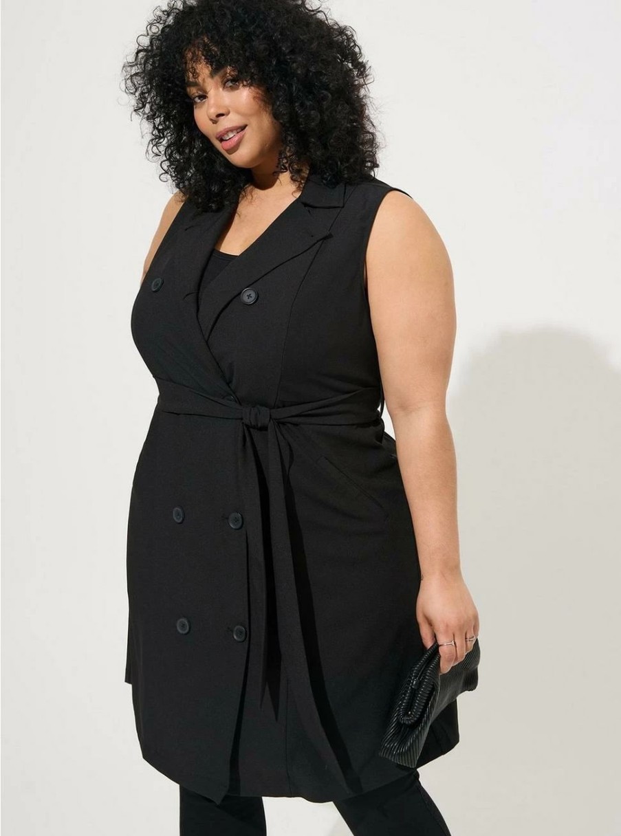 Jackets * | Torrid Studio Crepe Jersey Lightweight Trench Vest