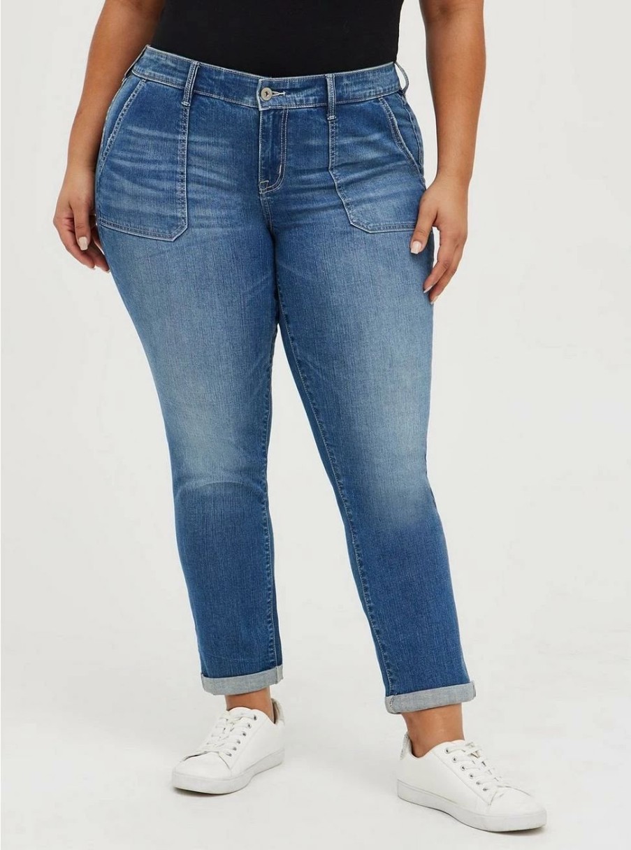 Jeans * | Torrid Boyfriend Straight Vintage Stretch Mid-Rise Jean