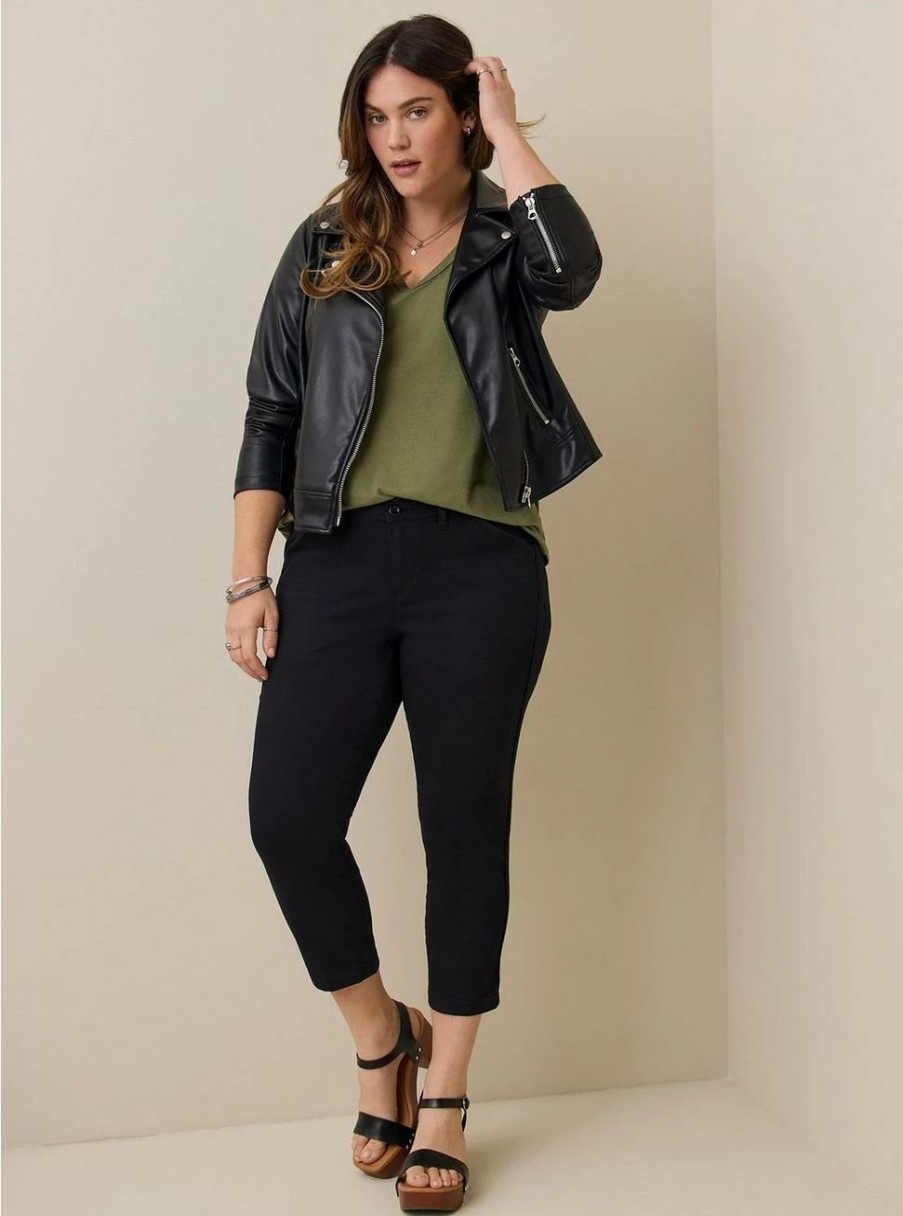 Bottoms * | Torrid Crop Aviator Skinny Stretch Twill Mid-Rise Pant